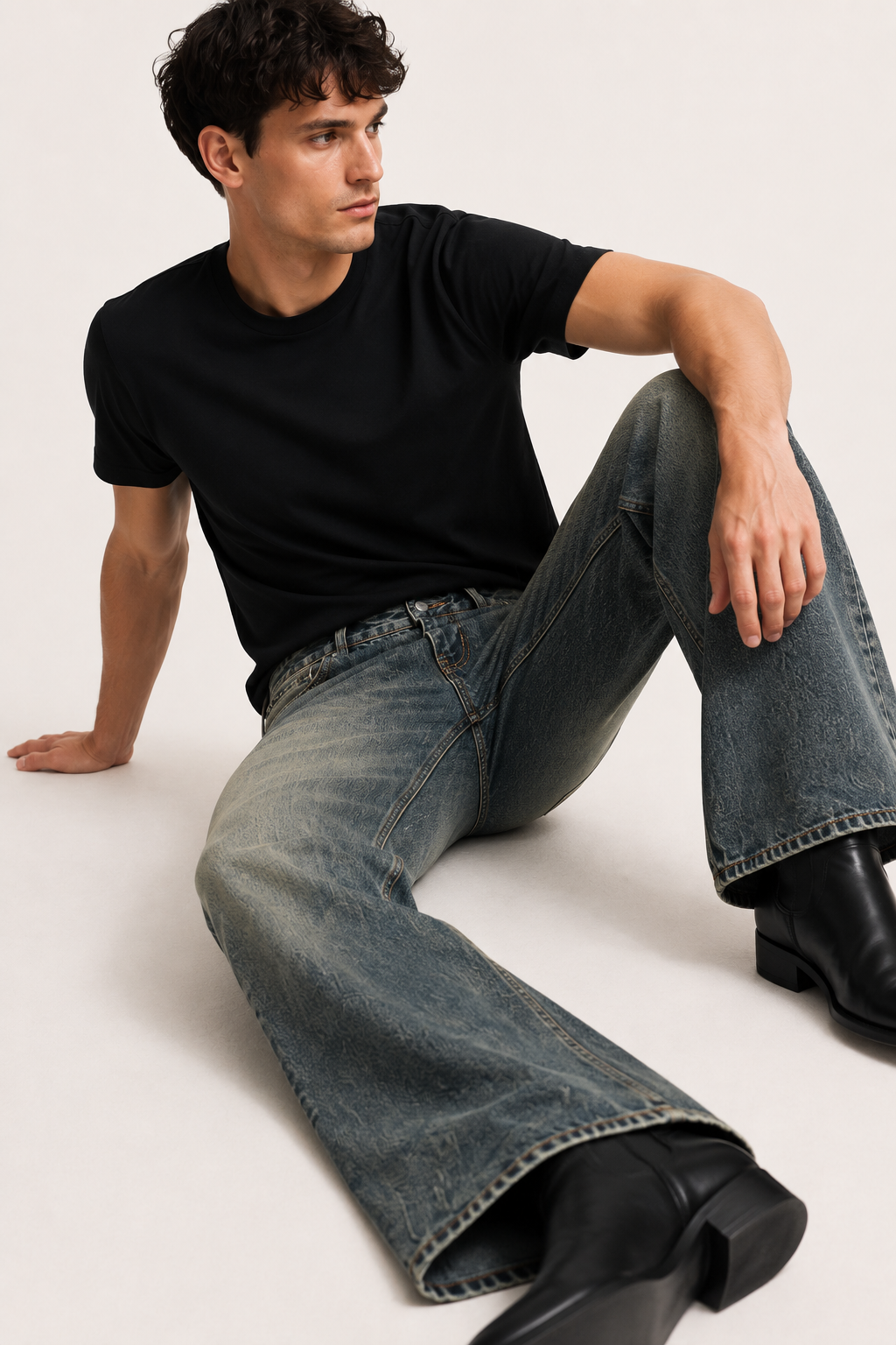 Jeans flare para hombre de corte slim con lavado efecto vintage - Henrik