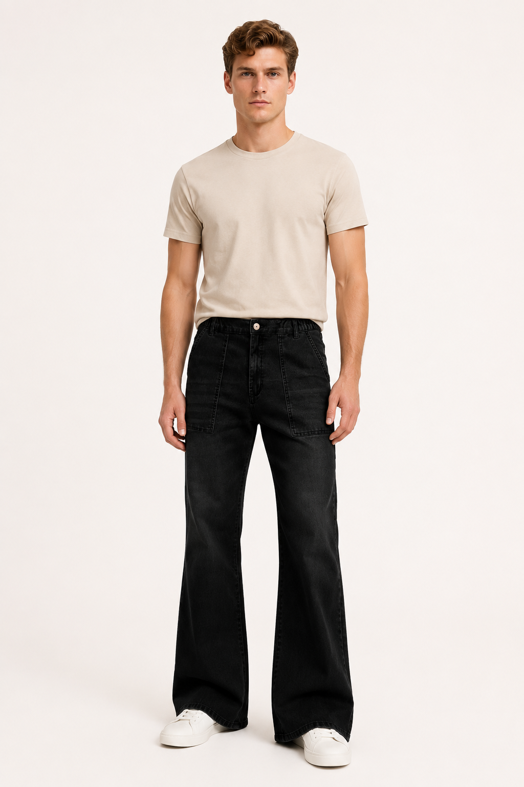 Jeans flare para hombre de pierna ancha en denim lavado claro - Konrad