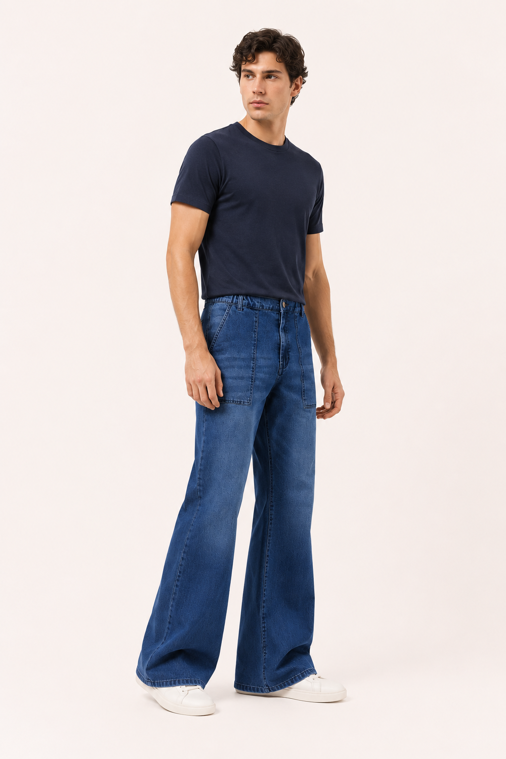 Jeans flare para hombre de pierna ancha en denim lavado claro - Konrad
