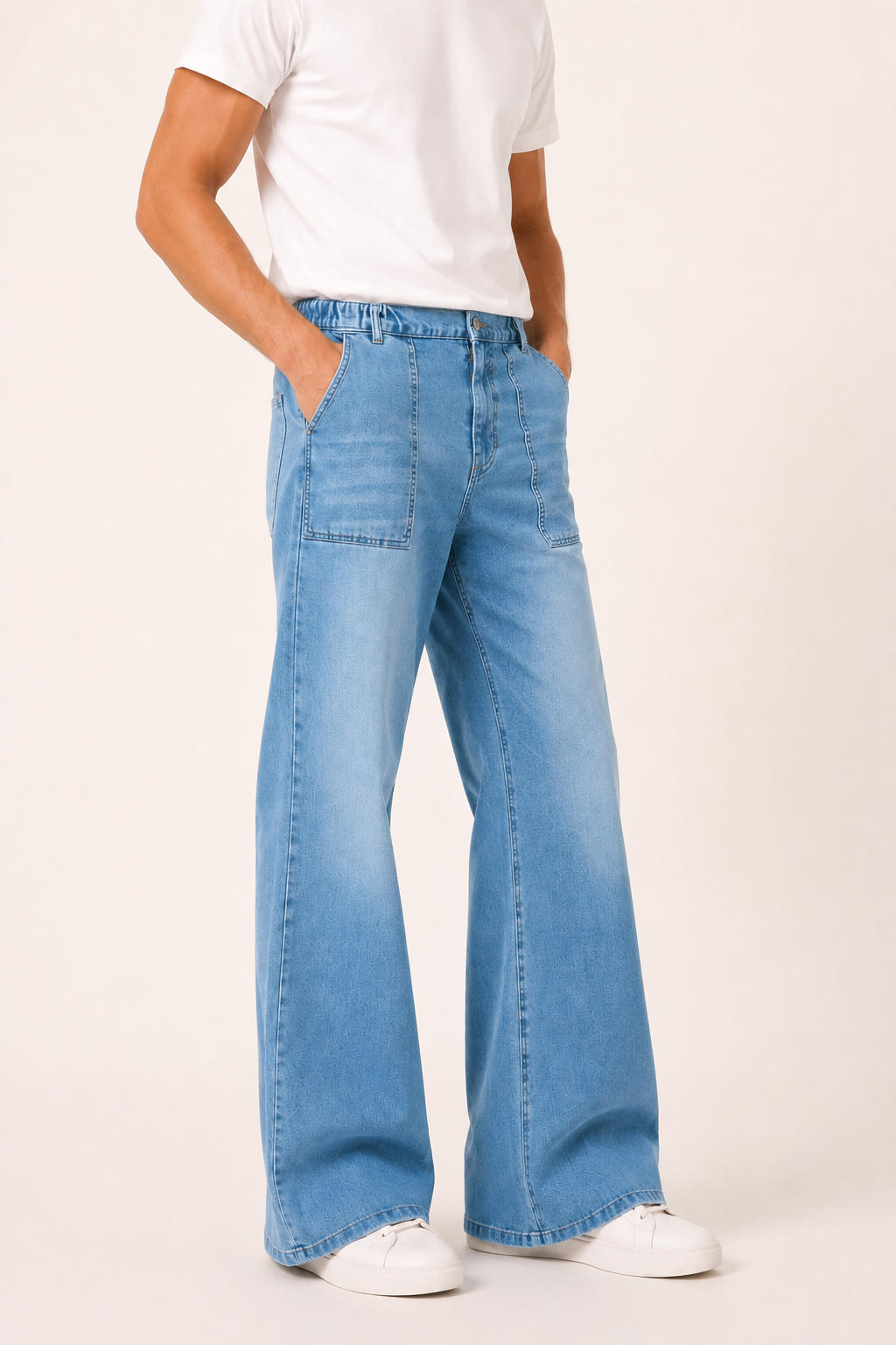 Jeans flare para hombre de pierna ancha en denim lavado claro - Konrad