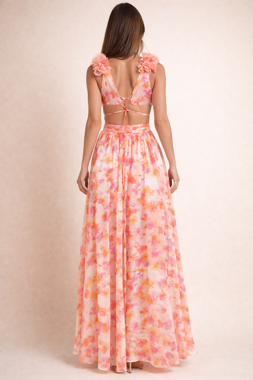 Agatha - Vestido midi acampanado con volantes