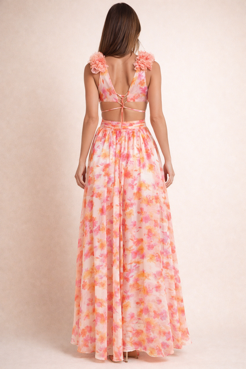 Agatha - Vestido midi acampanado con volantes