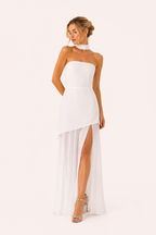 Vestido invitada de boda elegante largo con abertura alta - Sabine