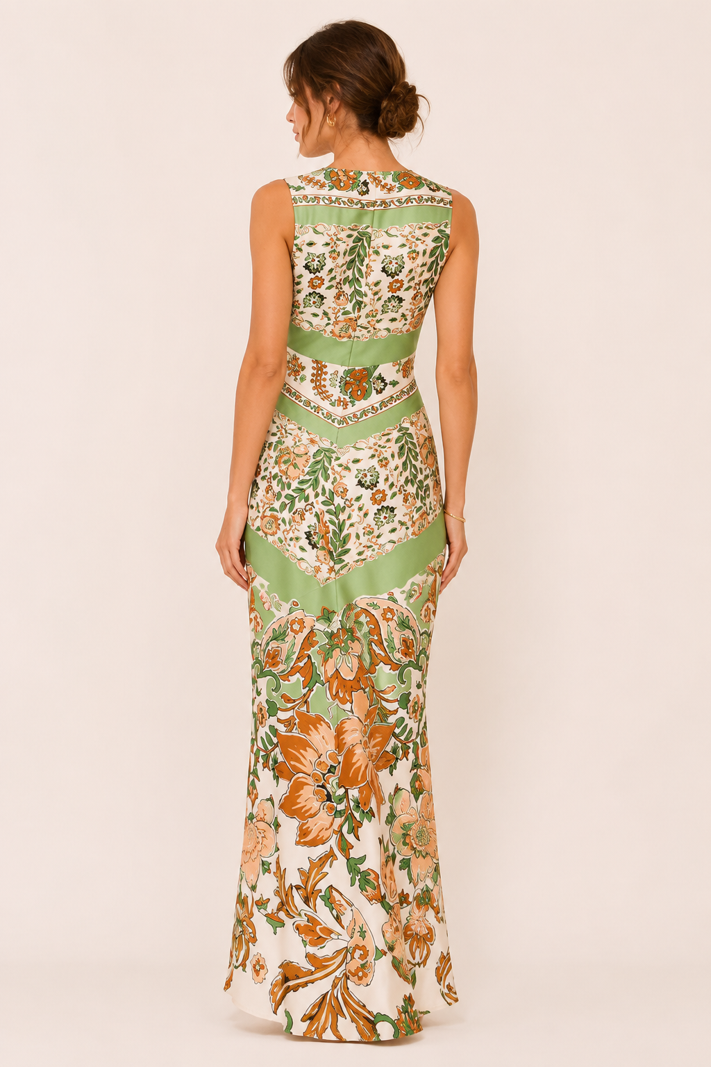 Vestido estampado mujer con escote en V corte ajustado  - Ottilie