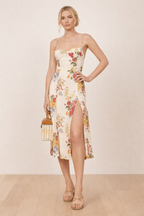 Vestido midi floral tirantes abertura lateral verano - Daniela