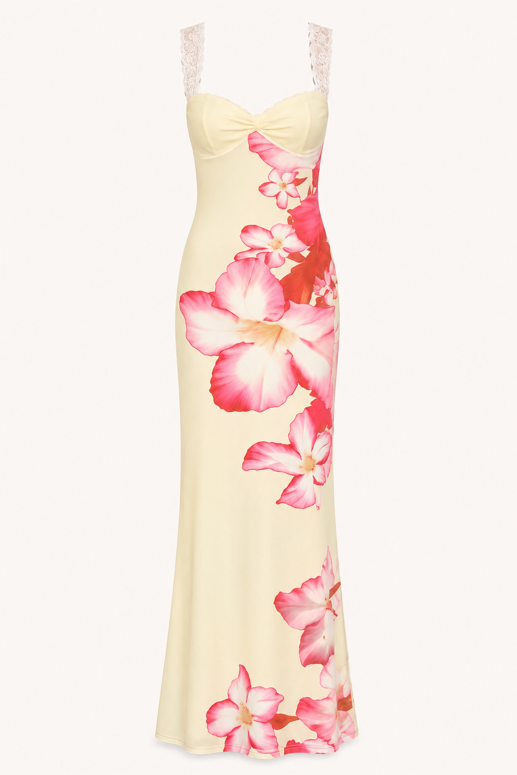 Vestido largo floral mujer hombros descubiertos - Hanny