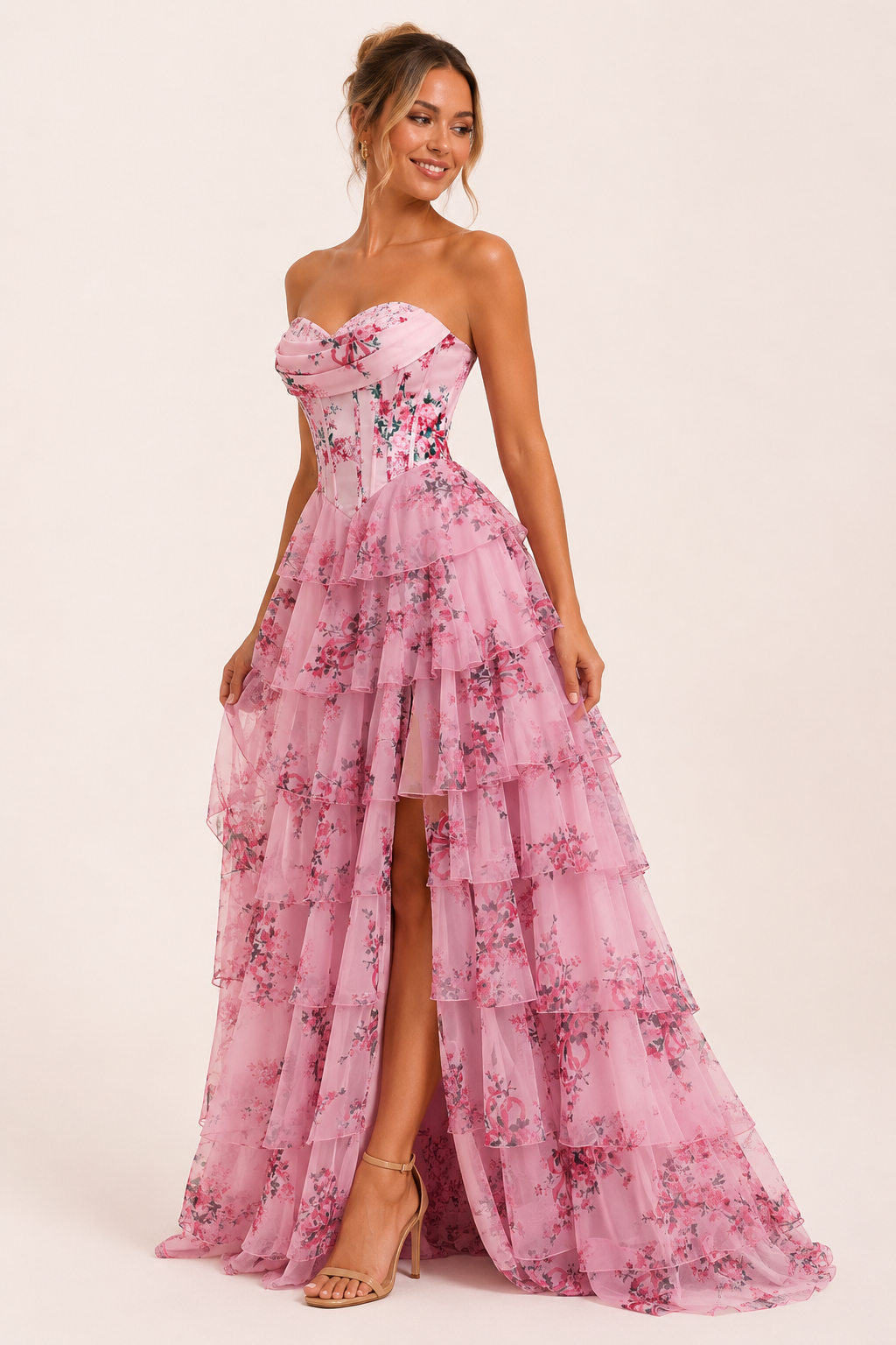 Vestido largo mujer estampado floral corset - Elira