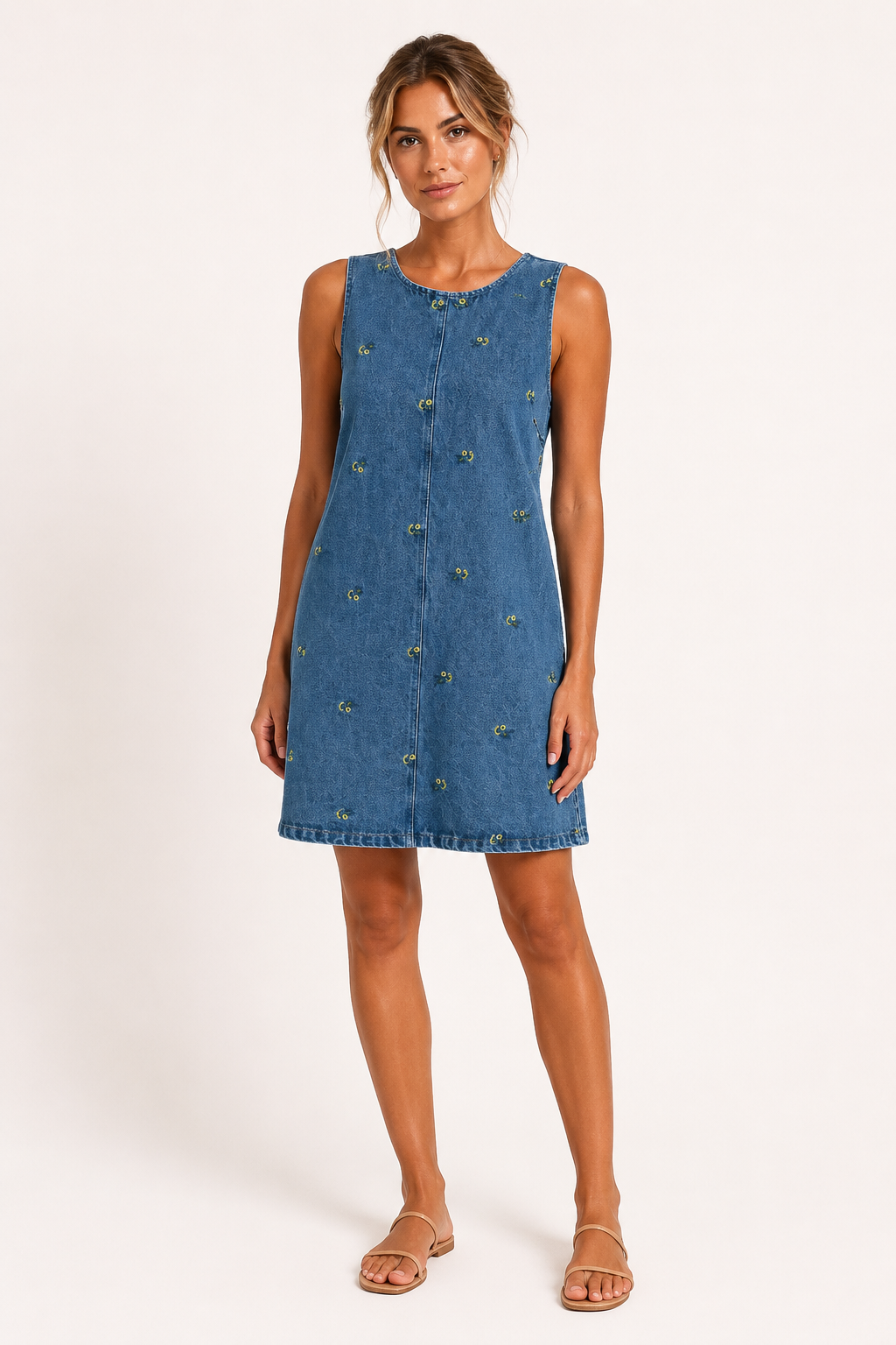 Vestido corto mujer denim sin mangas casual - Leni