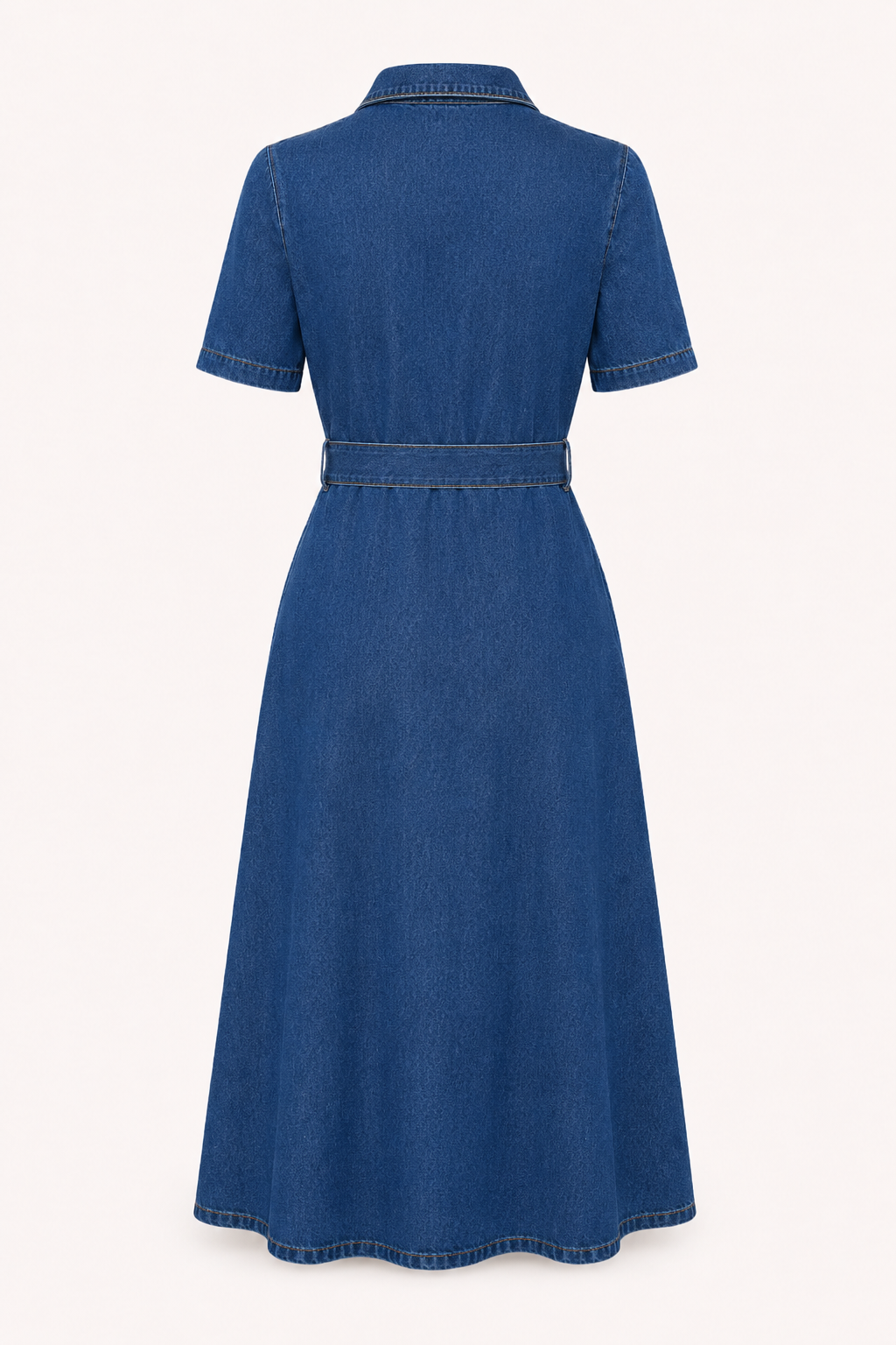 Vestido midi mujer denim botones cinturón casual - Klara
