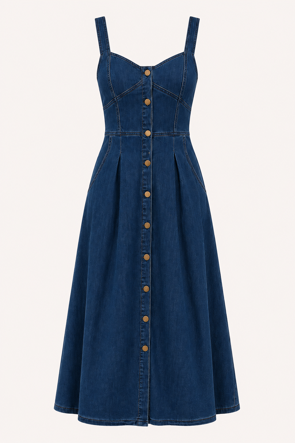 Vestido denim midi mujer tirantes anchos - Brigitte