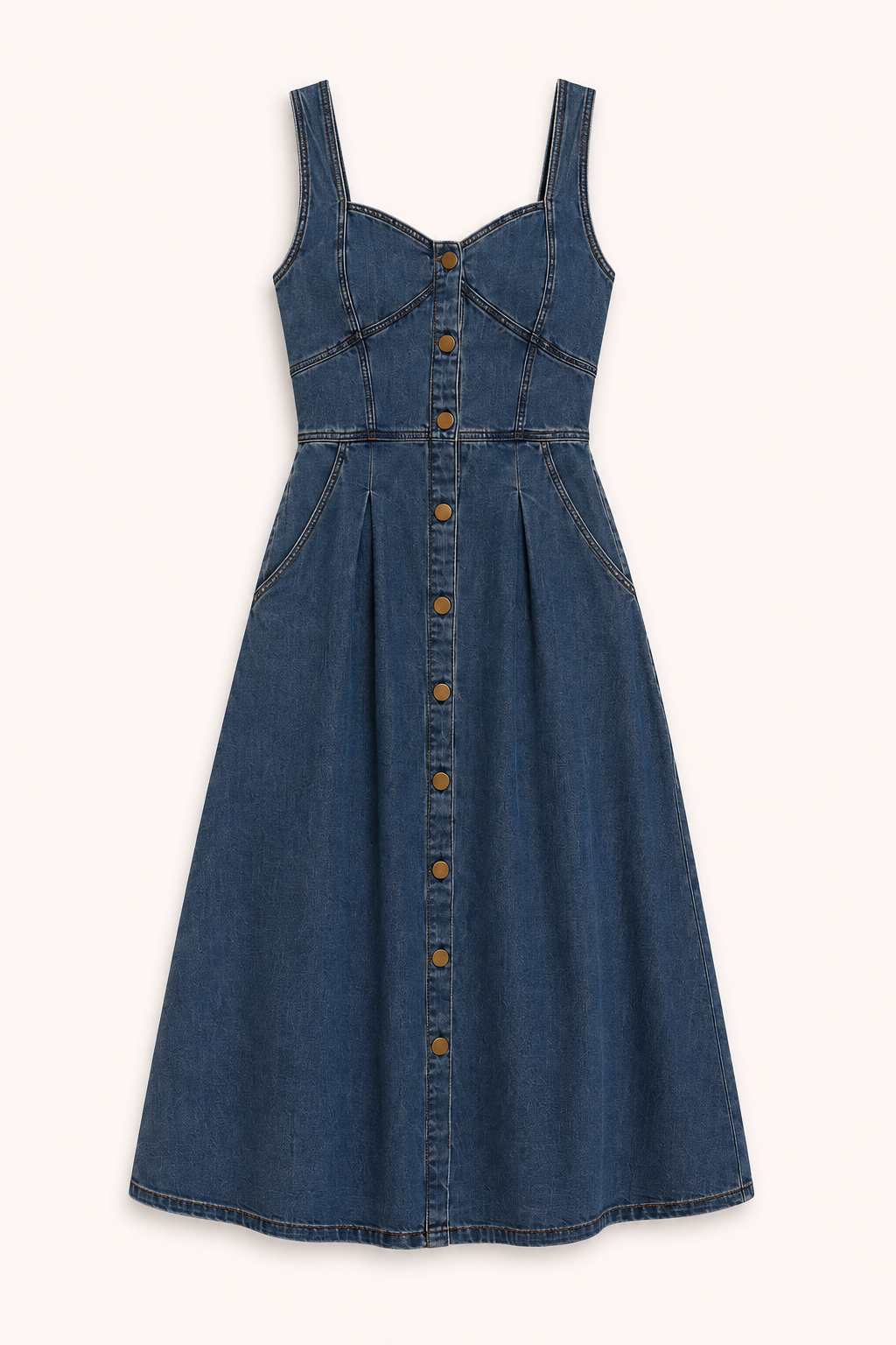 Vestido denim midi mujer tirantes anchos - Brigitte