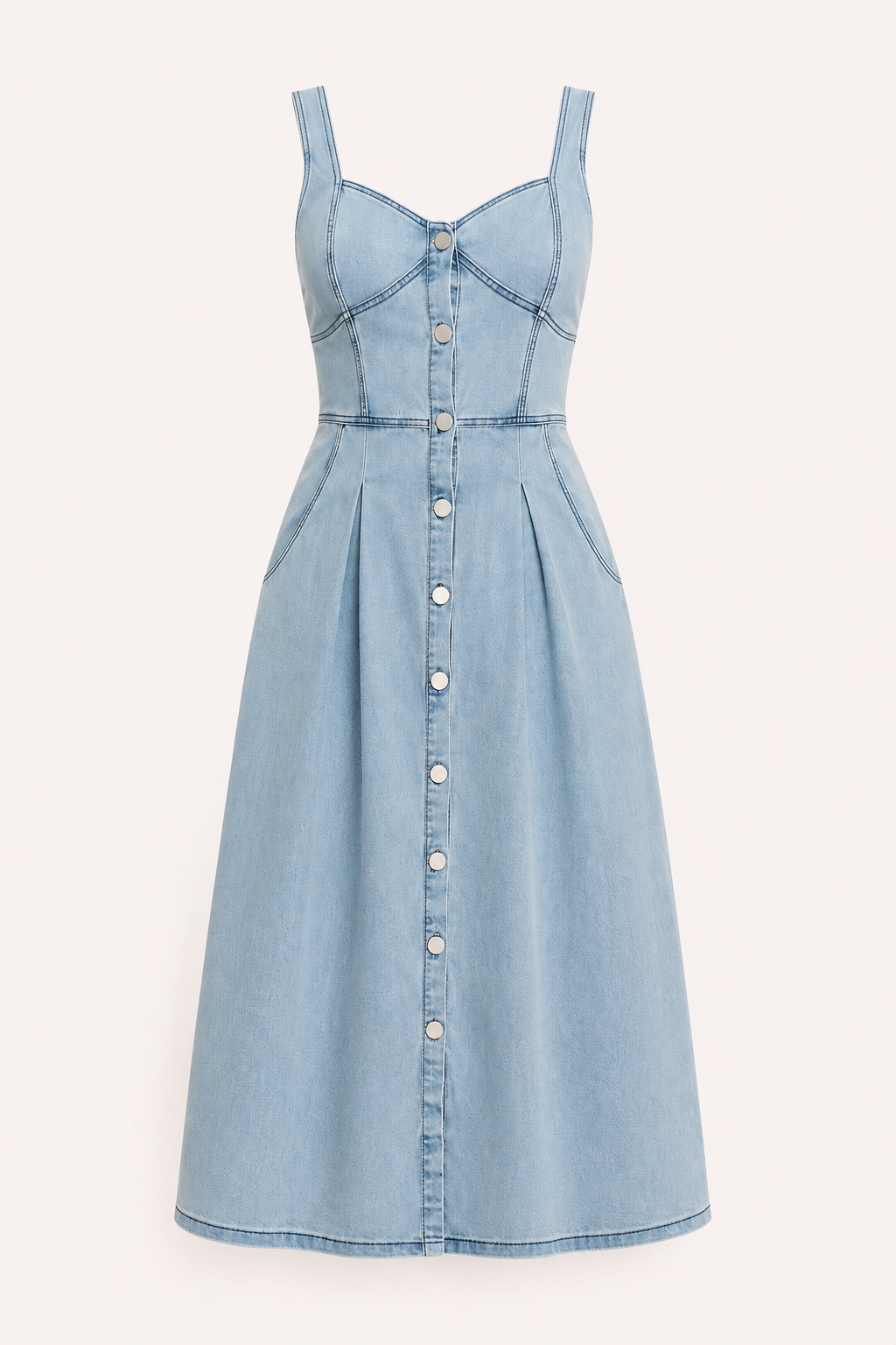 Vestido denim midi mujer tirantes anchos - Brigitte