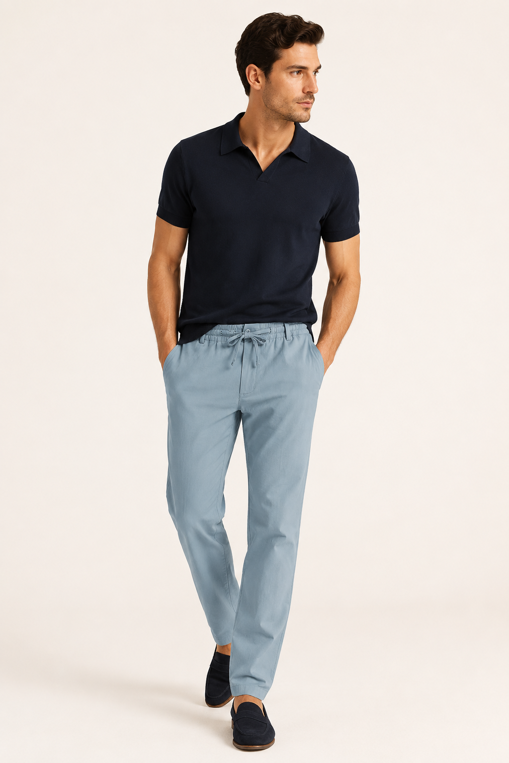 Pantalón casual hombre de pierna recta con cintura elástica - Kaspar