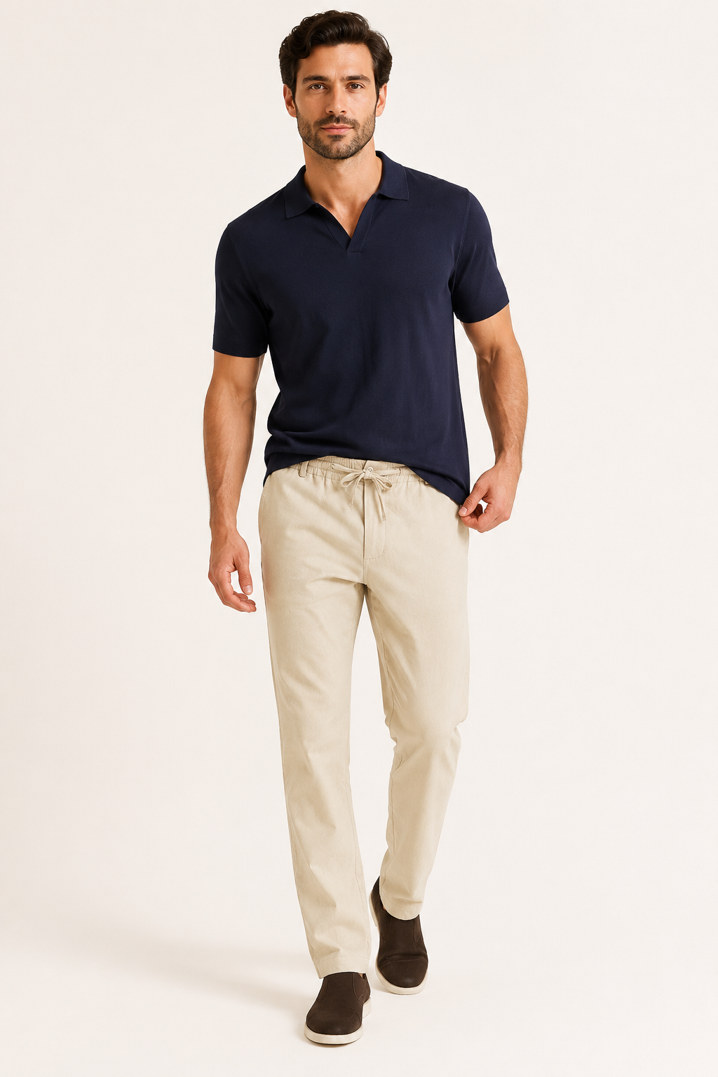 Pantalón casual hombre de pierna recta con cintura elástica - Kaspar