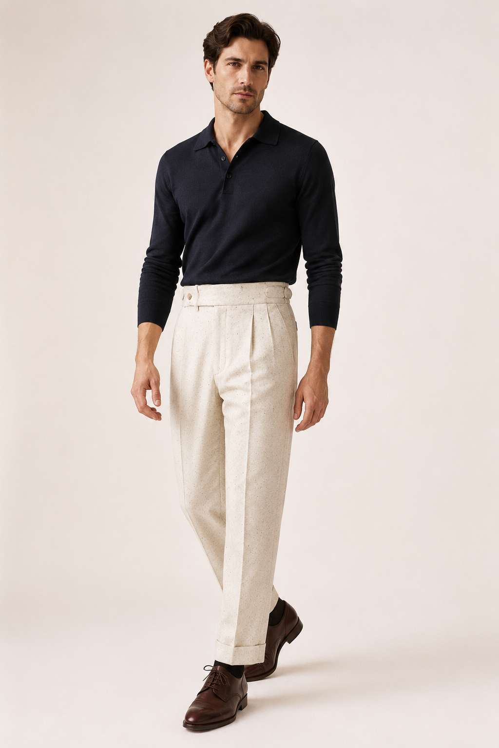 Pantalón de vestir casual hombre holgado de pierna recta con doble pinza - Ewald