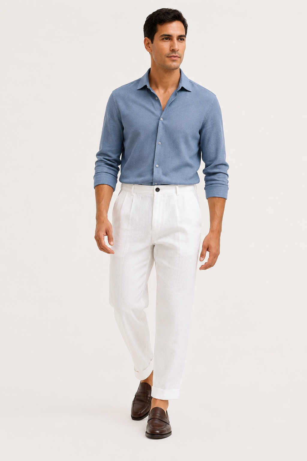 Pantalón de lino hombre con pinzas y corte recto al tobillo - Günther
