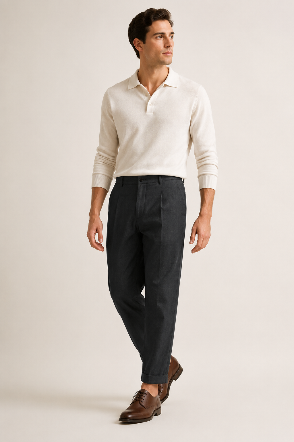 Pantalón de lino hombre con pinzas y corte recto al tobillo - Günther