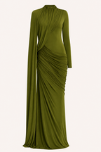 Vestido largo mujer invitada boda elegante manga larga - Gisela
