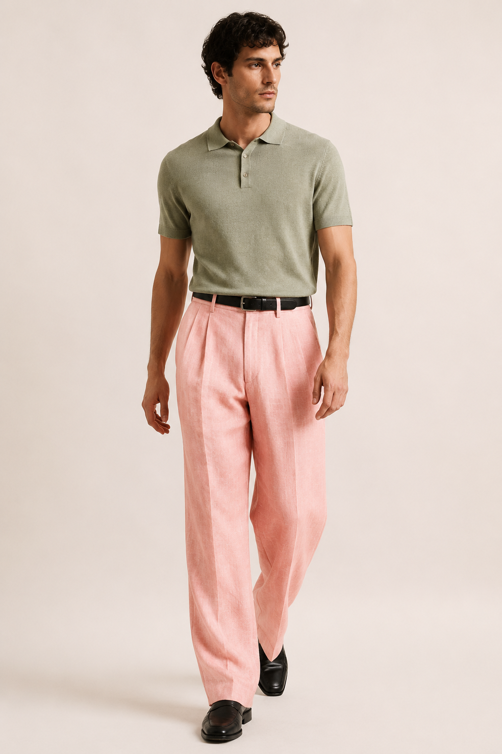 Pantalón de lino para hombre con doble pinza y corte recto - Albrecht