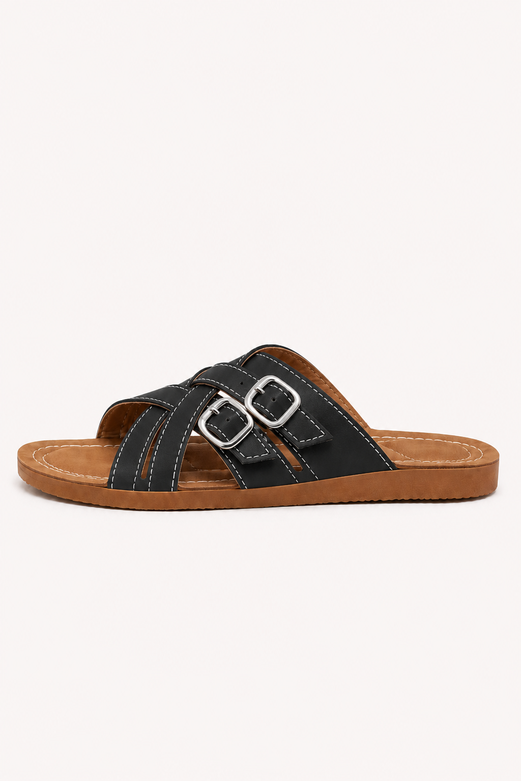 Sandalias de plataforma mujer con puntera abierta y doble hebilla - Klara