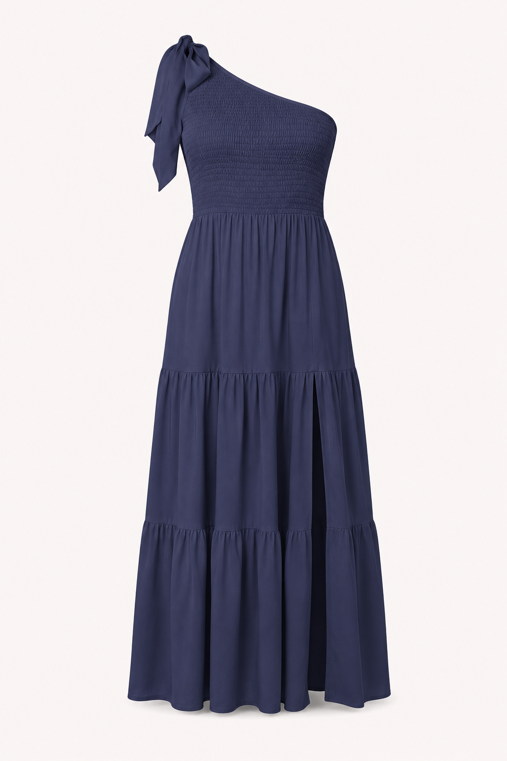 Vestido largo mujer un hombro lazo y abertura - Karla