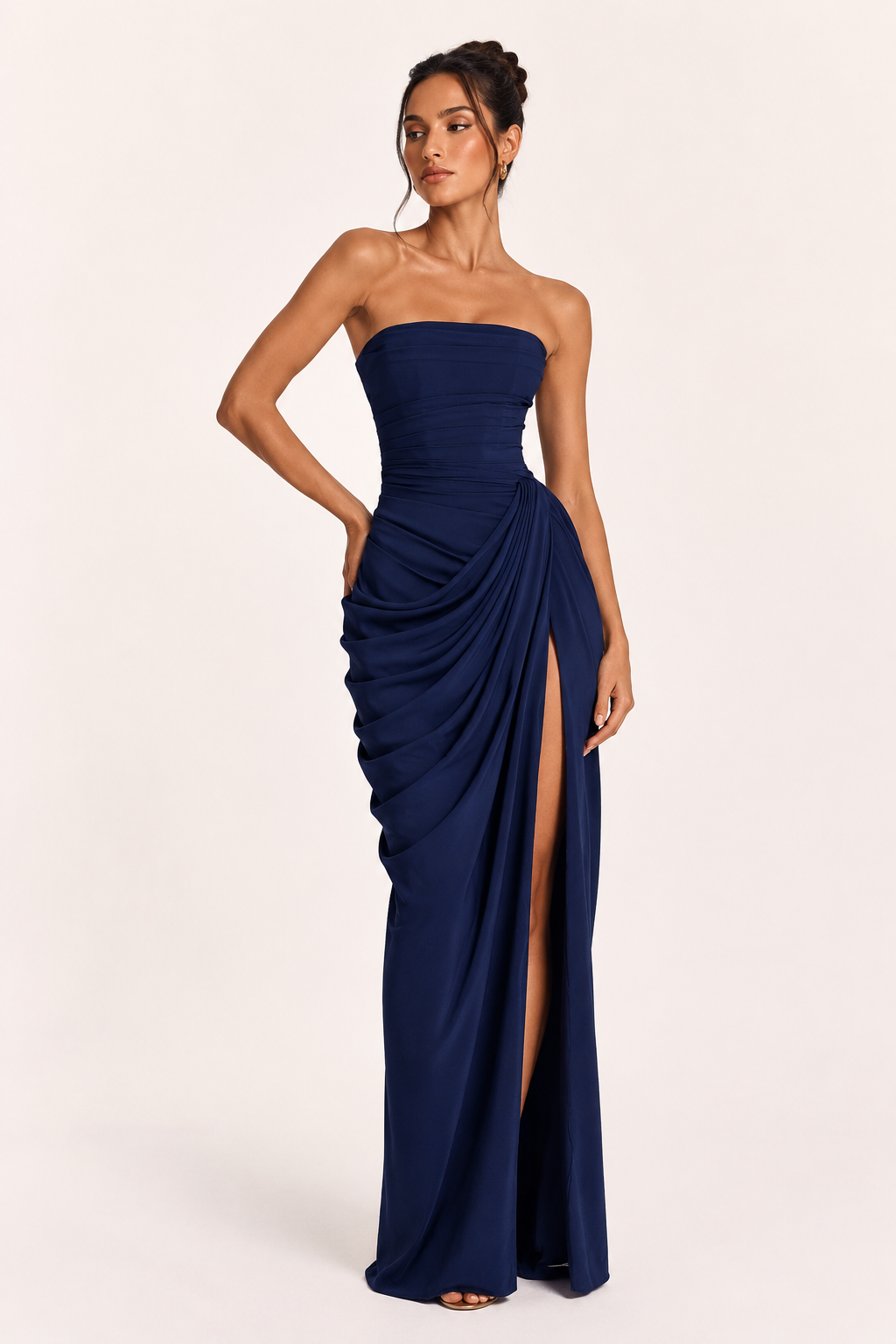 Vestido largo mujer evento elegante corte ajustado abertura lateral - Ottilie