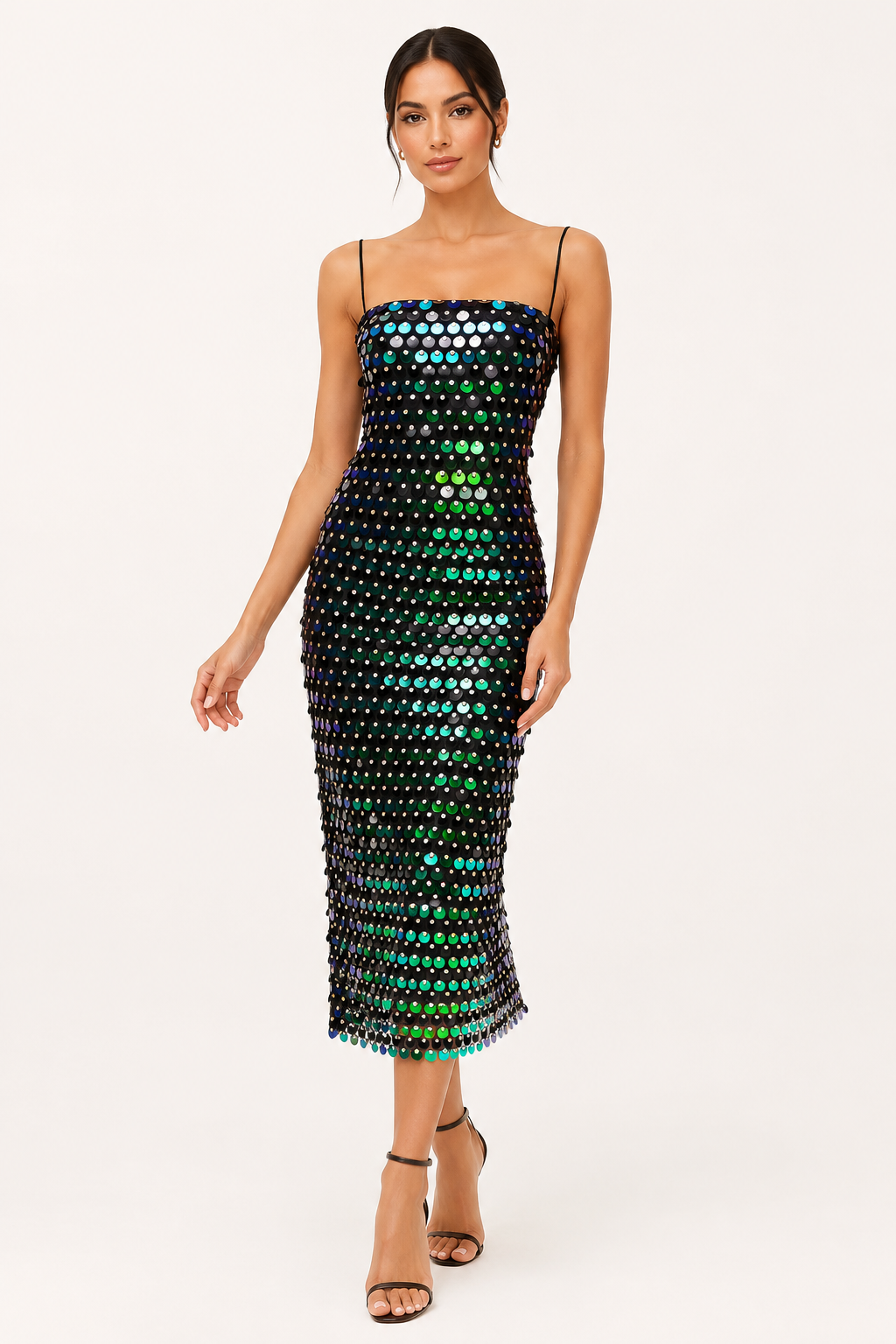 Vestido midi mujer cóctel elegante acabado brillante - Senta