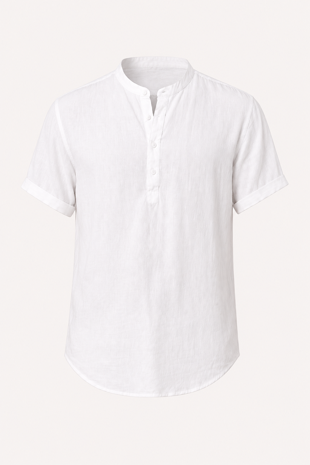 Camisa manga corta  de lino hombre cuello mao - Stefan