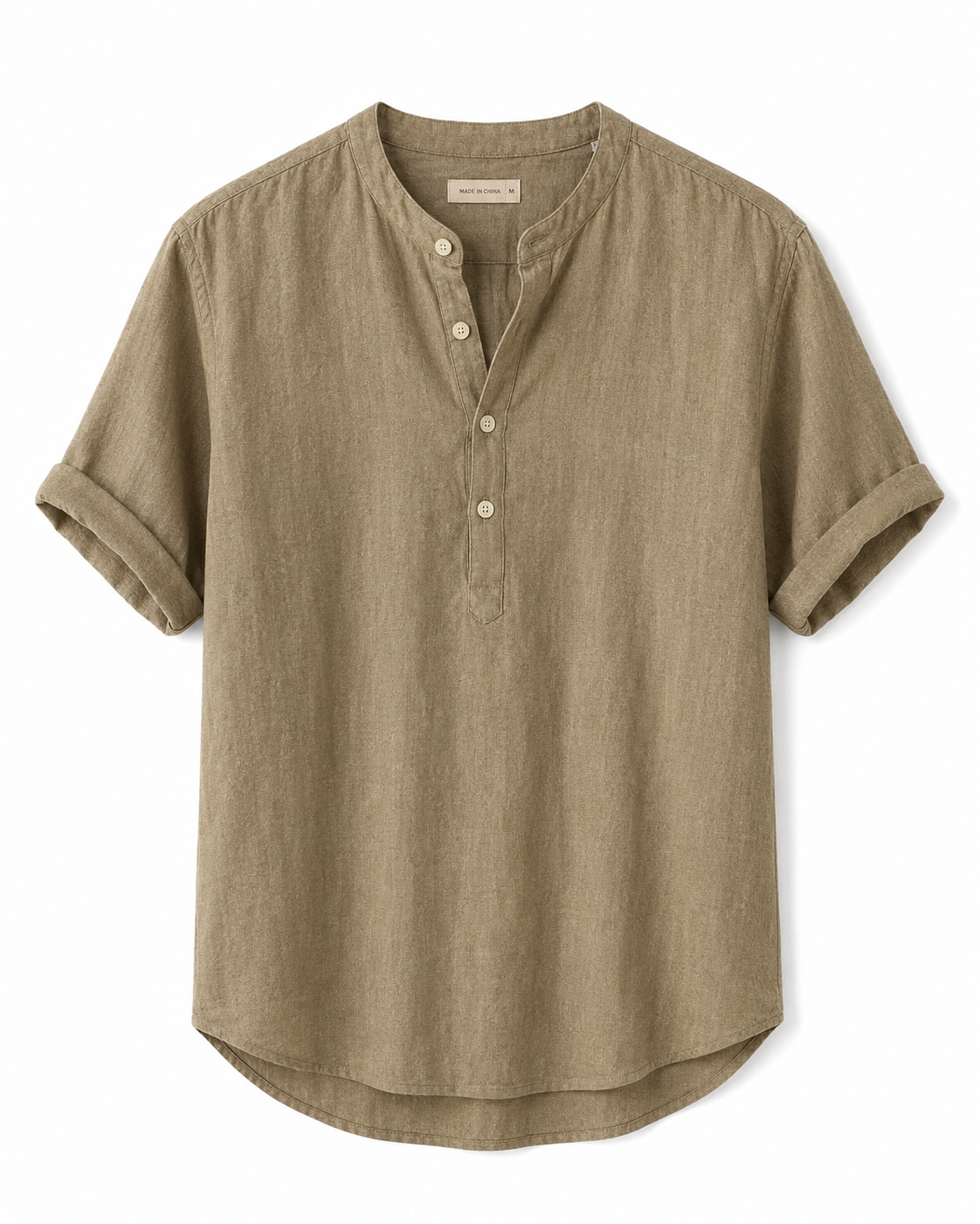 Camisa manga corta  de lino hombre cuello mao - Stefan