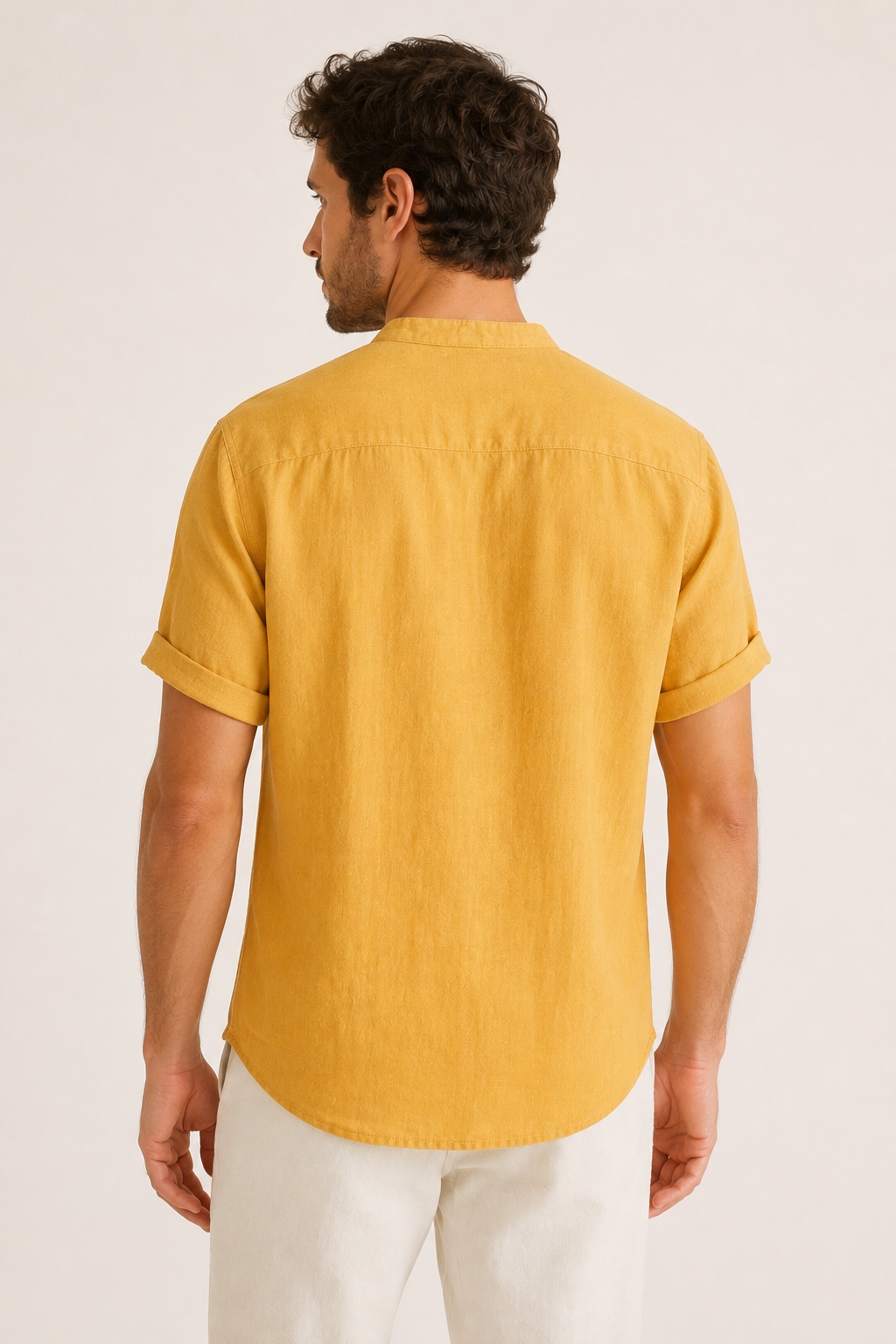 Camisa manga corta  de lino hombre cuello mao - Stefan