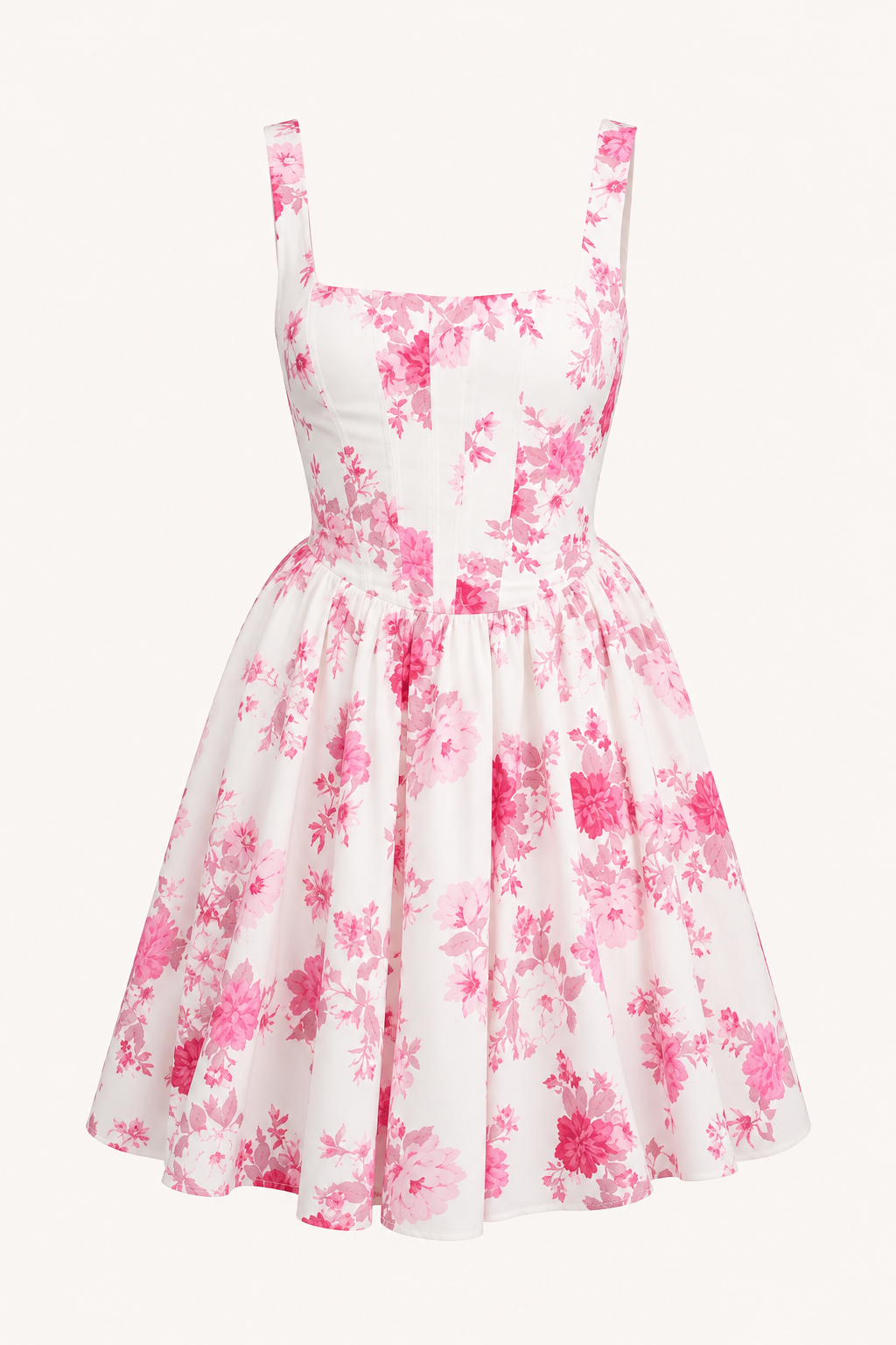Vestido corto con estampado floral y escote cuadrado - Anja