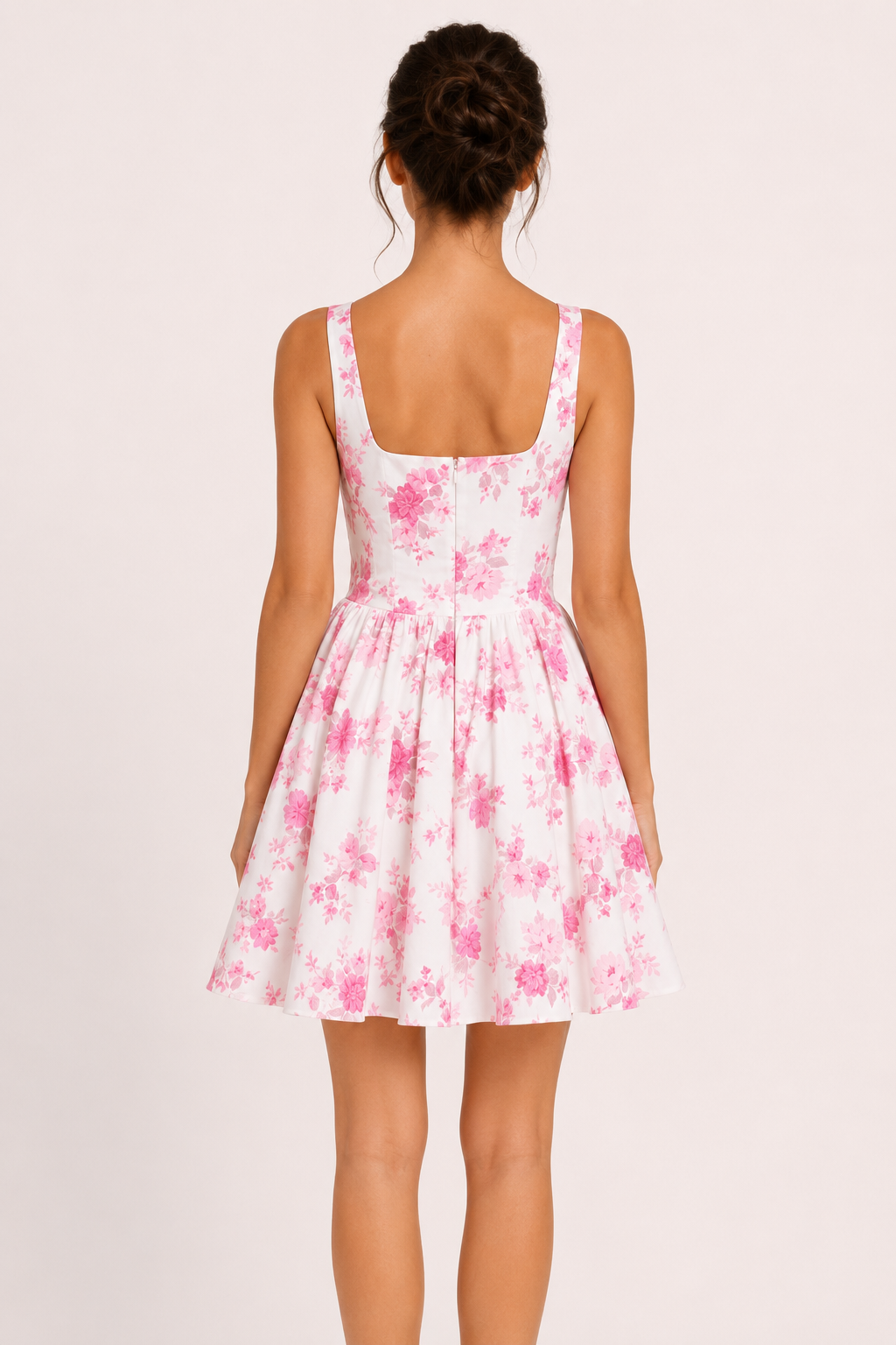 Vestido corto con estampado floral y escote cuadrado - Anja