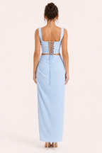 Vestido largo floral para mujer con abertura ideal para bodas - Lena