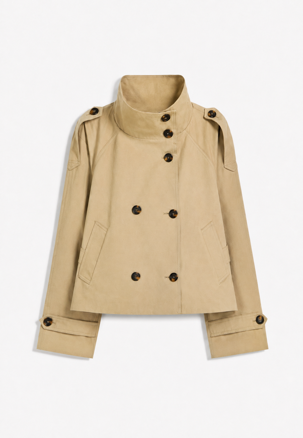 Cazadora trench mujer cuello alto cinturón - Solène
