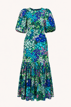 Vestido midi mujer floral manga abullonada - Nani