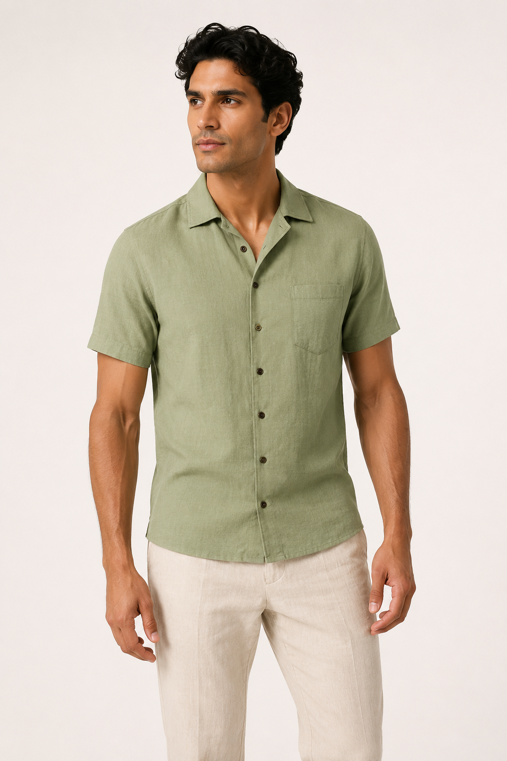 Camisa lino manga corta hombre bolsillo - Patricio