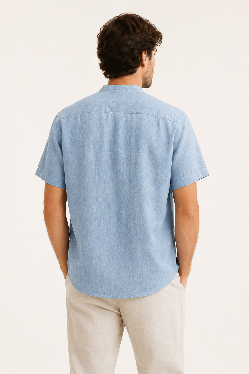 Camisa lino cuello mao hombre manga corta - Emil