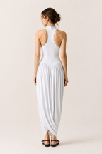 Vestido largo de verano para mujer con cuello halter y falda fluida - Liv