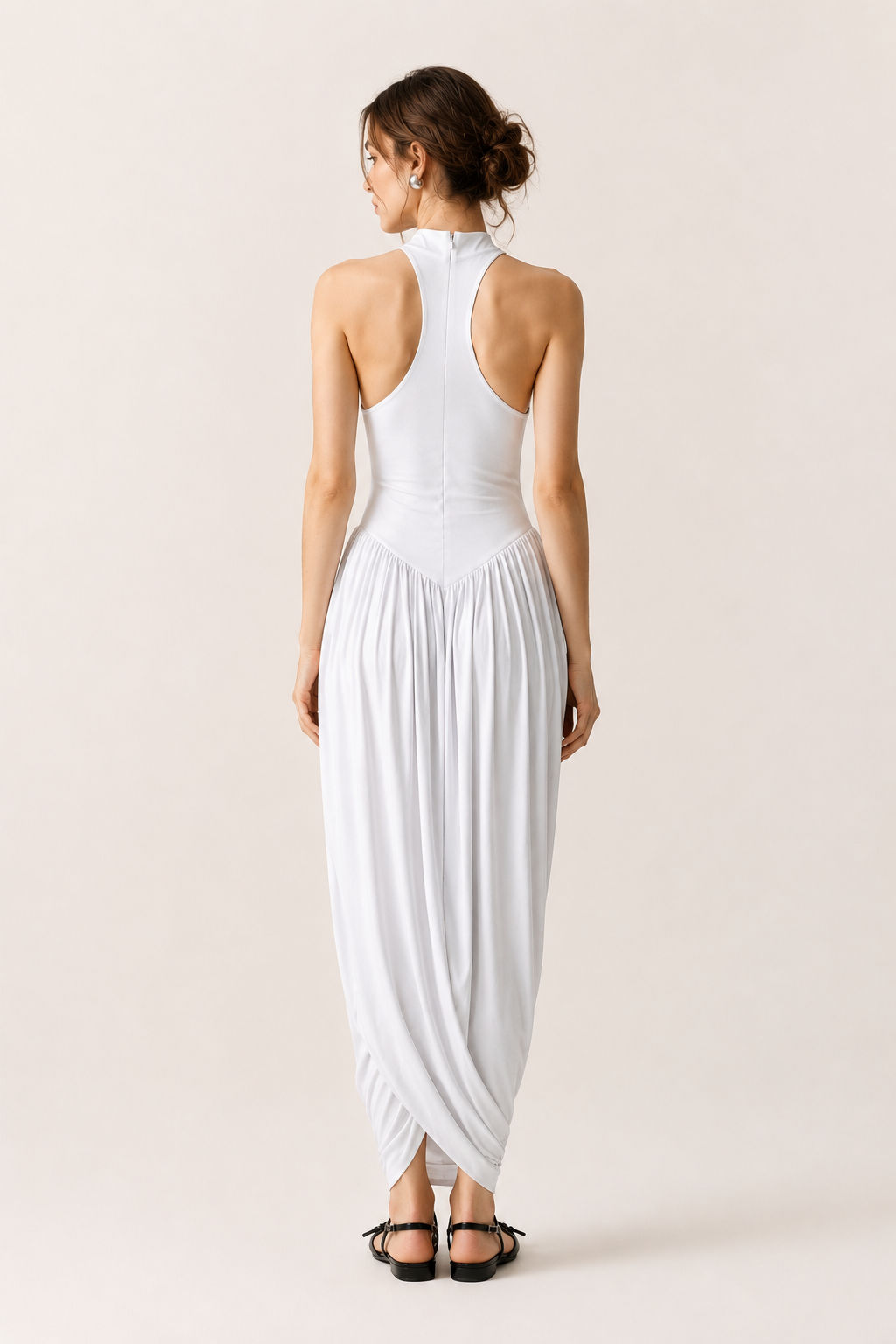 Vestido largo de verano para mujer con cuello halter y falda fluida - Liv