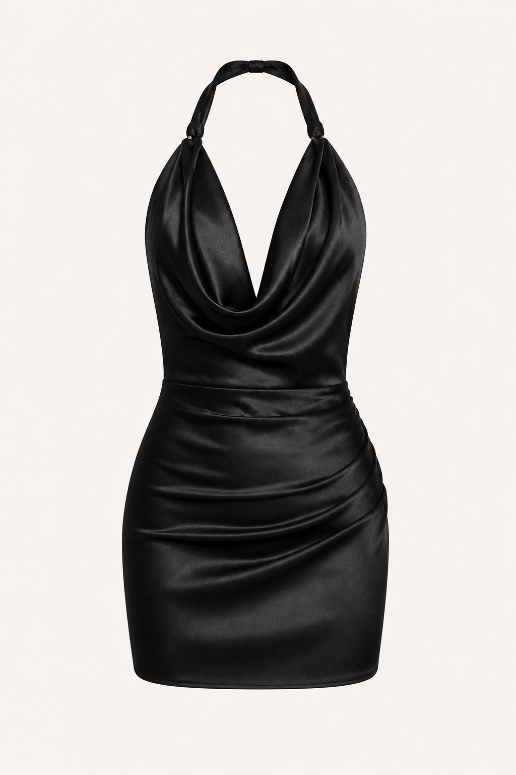 Vestido corto mujer tirantes cuello drapeado ajuste entallado fiesta - Kaela