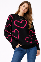 Suéter de punto para mujer con corazones - Karsvi