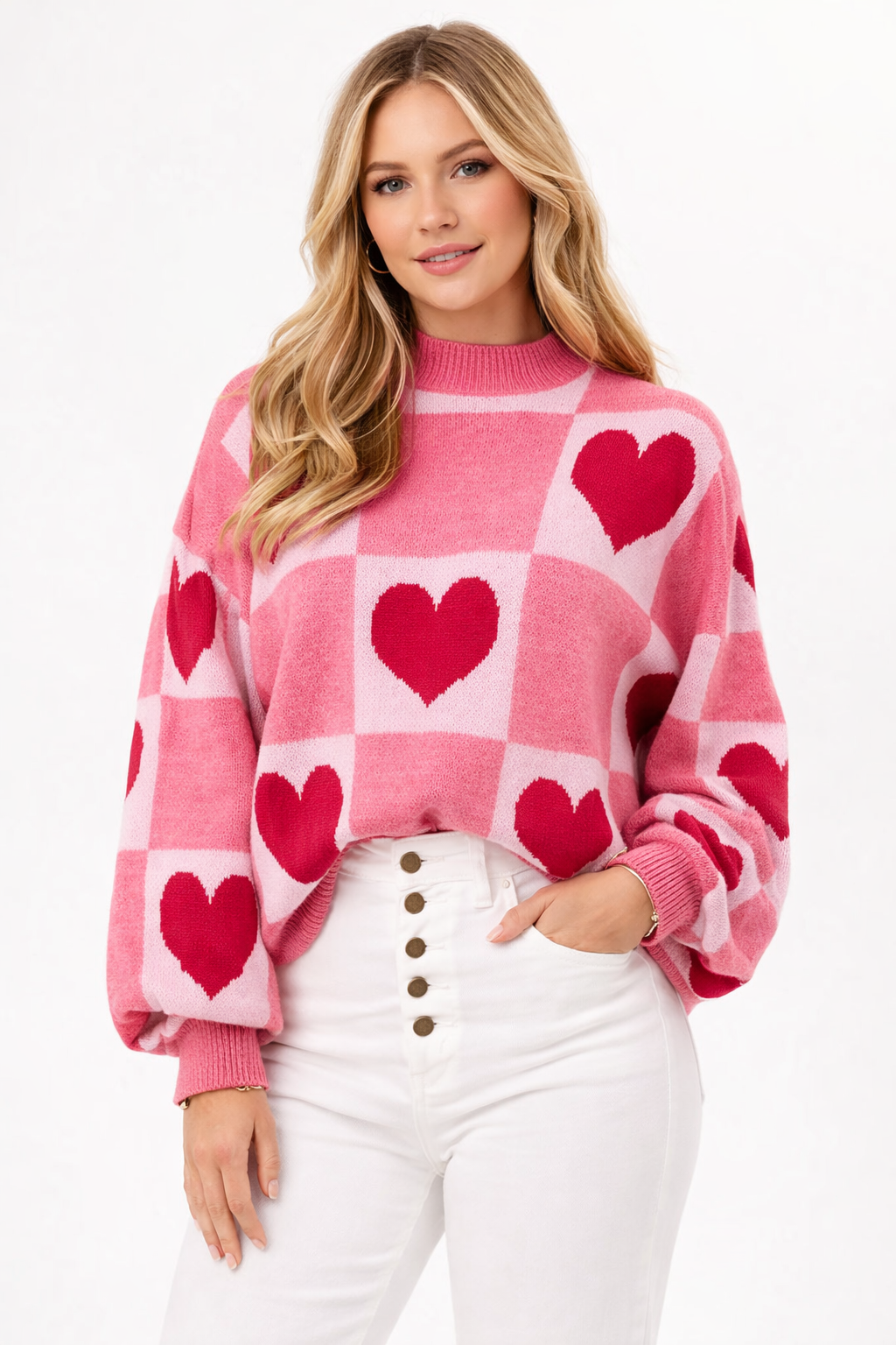 Suéter de punto para mujer estampado corazón - Alvéra