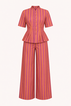 Conjunto elegante de blusa de manga corta y pantalón - Caussie