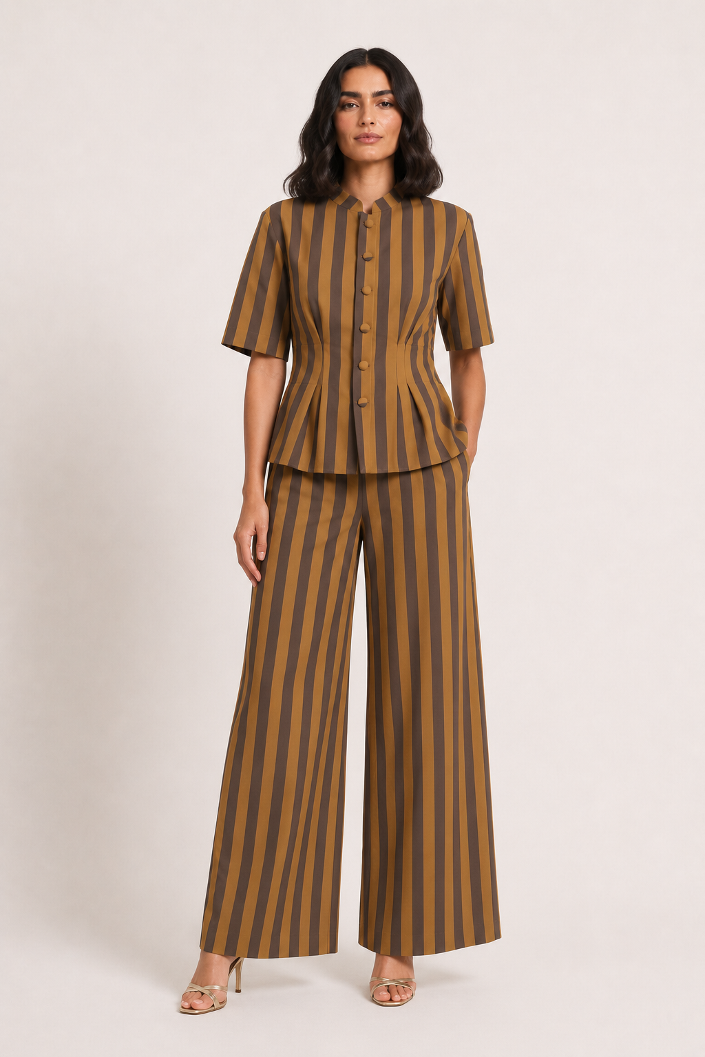 Conjunto elegante de blusa de manga corta y pantalón - Caussie