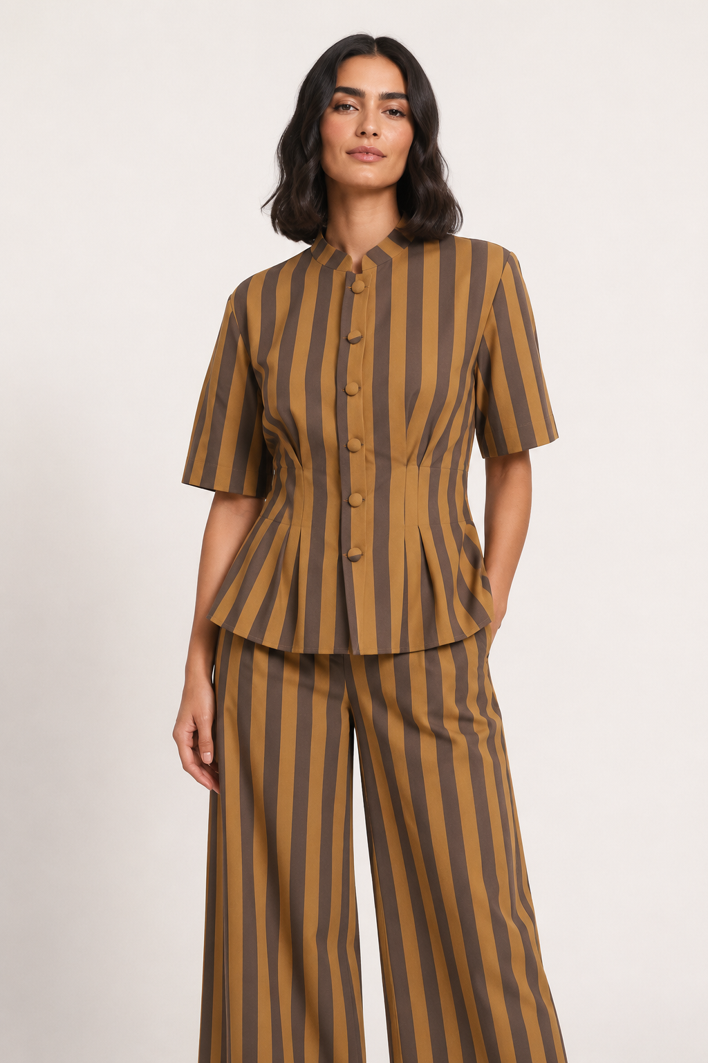 Conjunto elegante de blusa de manga corta y pantalón - Caussie