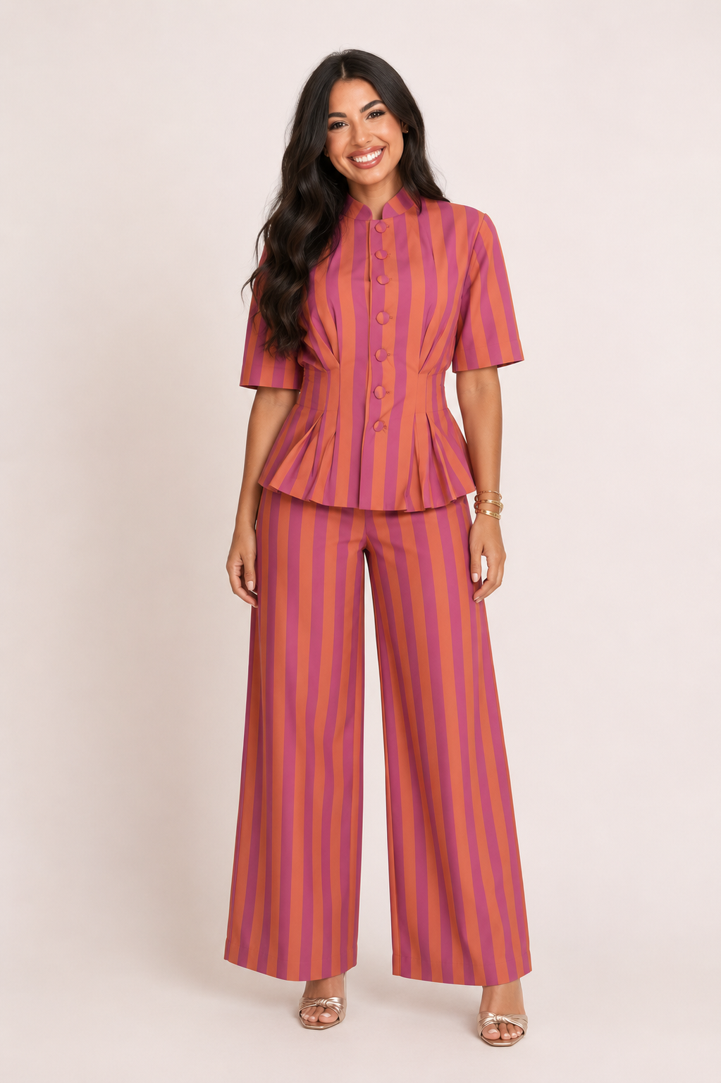 Conjunto elegante de blusa de manga corta y pantalón - Caussie