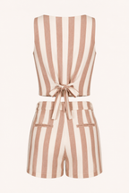 Conjunto mujer chaleco de rayas y short tiro alto - Rieke