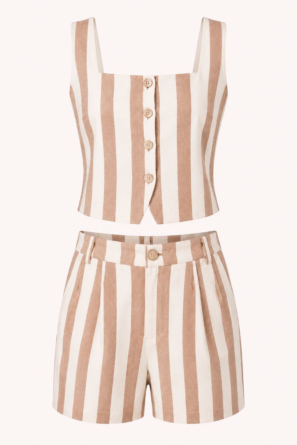 Conjunto mujer chaleco de rayas y short tiro alto - Rieke
