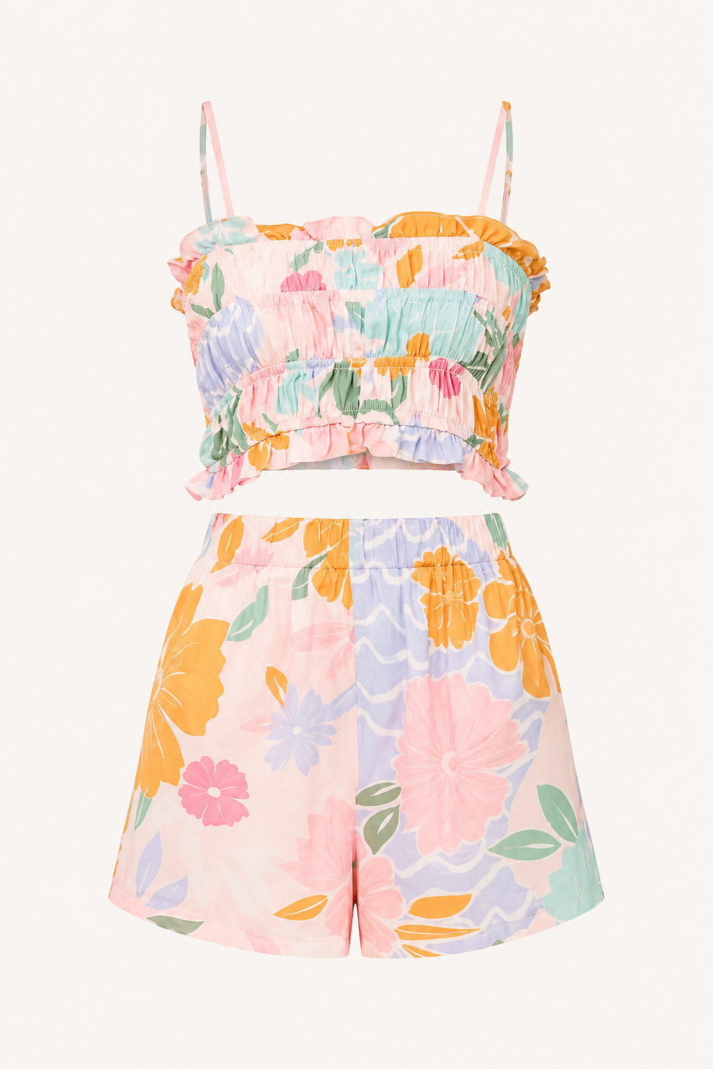 Conjunto mujer top elástico y short floral - Maja