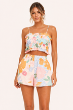 Conjunto mujer top elástico y short floral - Maja